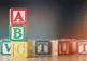 alphabet blocks with letters A, B and C.