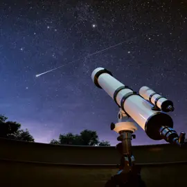 Night sky with a telescope