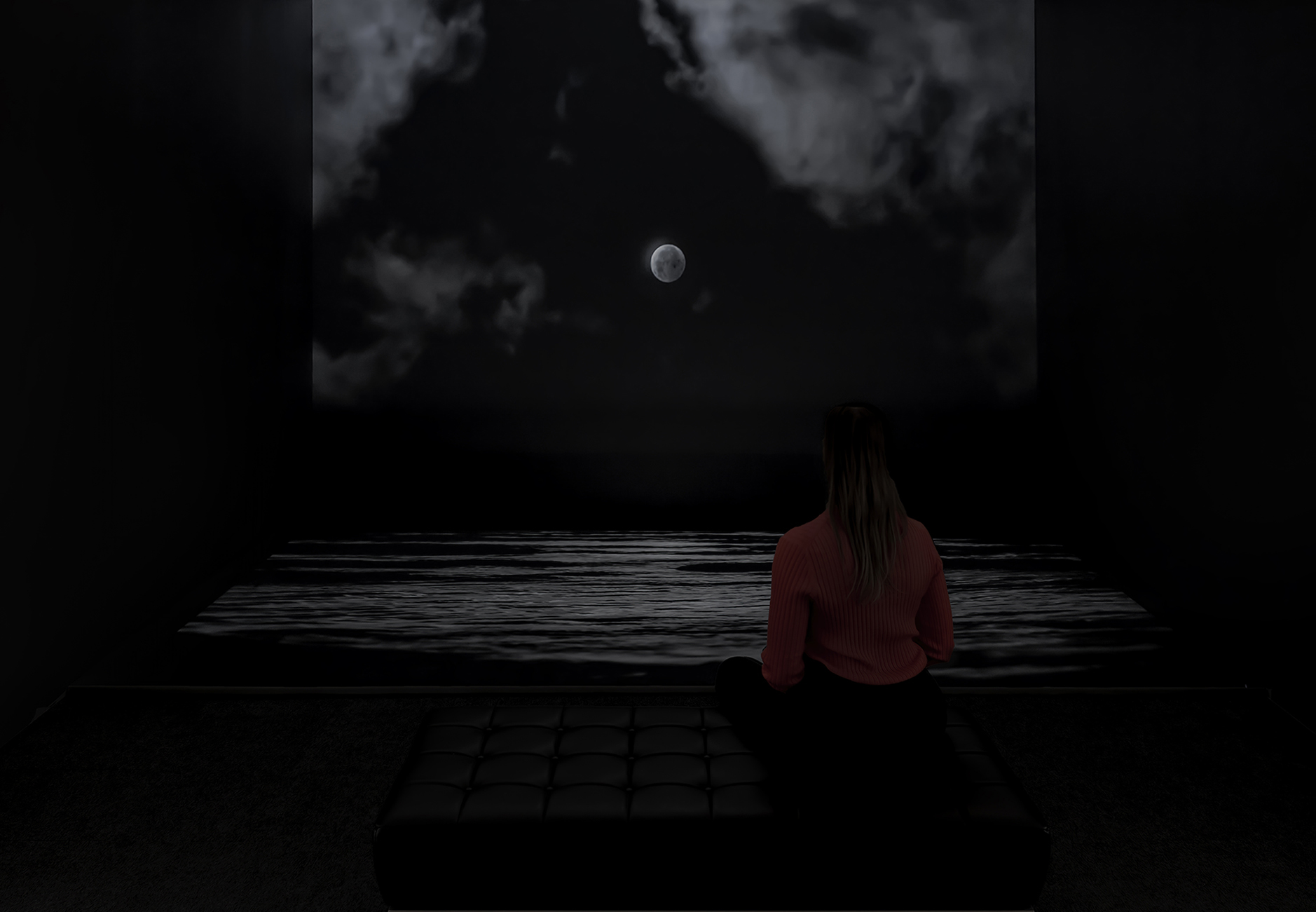 Focus Finder Exhibition Video Dark room of a moon