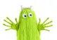 Monster with green hair and big bulging eyes.