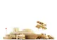 Wooden toy plane, train, boat, car.