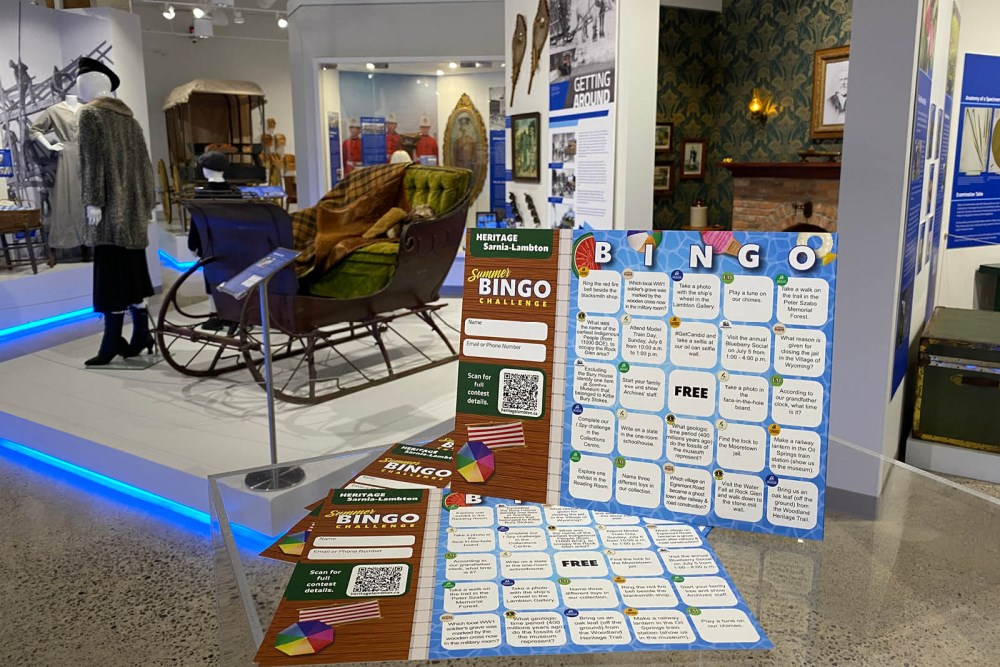 Bingo cards on display at Lambton Heritage Museum