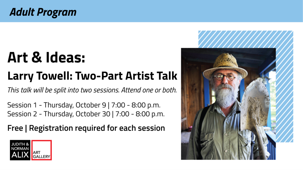 Promotional image for artist talks with Larry Towell